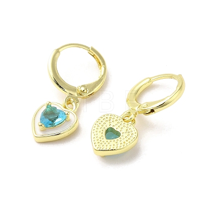 Heart Real 18K Gold Plated Brass Dangle Leverback Earrings EJEW-L268-025G-04-1