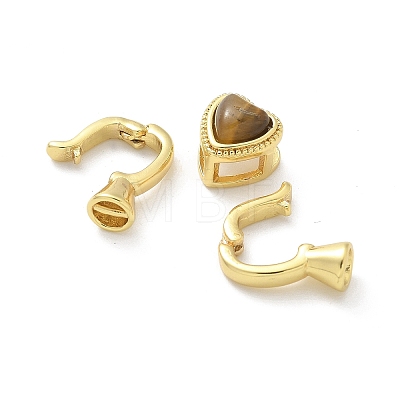 Brass Heart Fold Over Clasps KK-Z083-05G-01-1