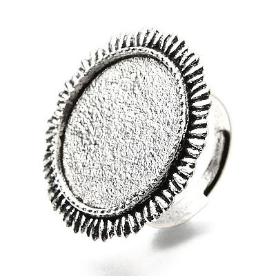 Vintage Adjustable Iron Finger Ring Components Alloy Cabochon Bezel Settings X-PALLOY-Q300-14AS-NR-1