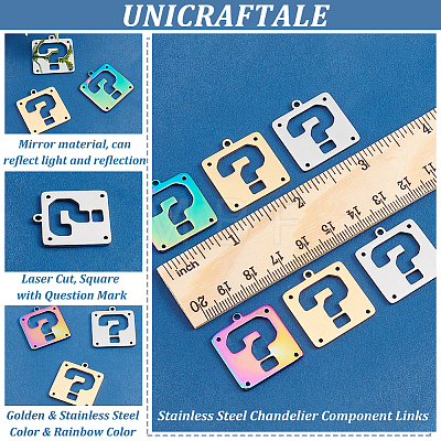 Unicraftale 12Pcs 3 Colors 304 Stainless Steel Chandelier Component Links STAS-UN0038-91-1