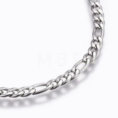 304 Stainless Steel Figaro Chain Bracelets BJEW-L634-04A-P-1