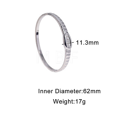 304 Stainless Steel Rhinestone Hinged Bangles for Women FS-WGE0196-01-1