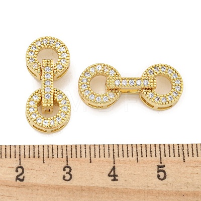 Rack Plating Brass Micro Pave Clear Cubic Zirconia Fold Over Clasps KK-Q814-02G-1