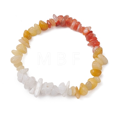 Natural Topaz Jade Chips Beaded Stretch Bracelets for Women BJEW-TA00557-03-1