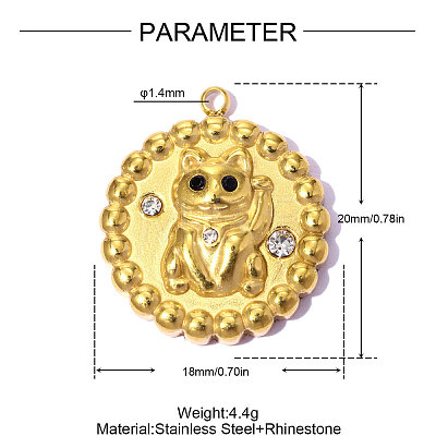 304 Stainless Steel with Jet Rhinestone Pendants RB-OY001-04G-02-1