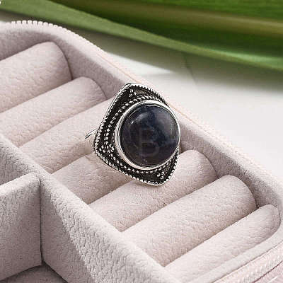 Natural Sodalite Adjustable Rings G-P560-03AS-10-1