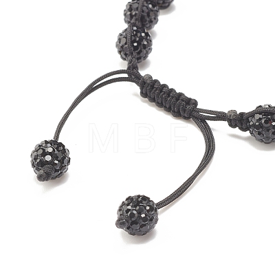 Sparkling Ball Rhinestone Braided Bead Bracelet for Women BJEW-JB07703-05-1