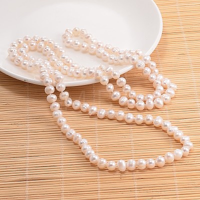 Natural Pearl Beads Necklace NJEW-P129-B-06-1