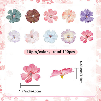 100Pcs 10 Colors Silk Cloth Artifical Flower Heads DIY-CP0007-29-1