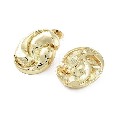 Shell Shape Brass Stud Earrings EJEW-Q811-18G-1