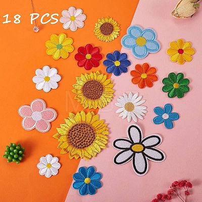 18Pcs 18 Style Computerized Embroidery Cloth Iron on/Sew on Patches DIY-SZ0006-58-1