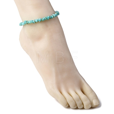 Dyed Natural Freshwater Shell Nuggets Beaded Anklets AJEW-AN00746-02-1