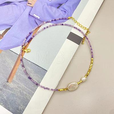 Elegant Freshwater Pearl Oval Pendant Necklaces YO9740-3-1