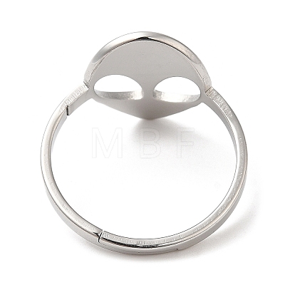 304 Stainless Steel Alien Face Adjustable Ring for Women RJEW-M149-13P-1