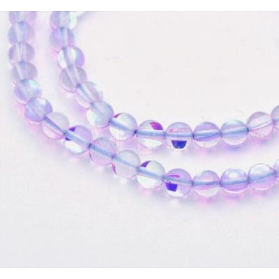 Round Synthetic Moonstone Beads Strands G-M210-6mm-09-1
