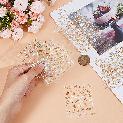 3D Bronzing Moon Sun Star Nail Art Stickers DIY-WH0449-47-1
