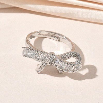 Brass & Clear Cubic Zirconia Finger Rings CU-CBA7E55-08P-1
