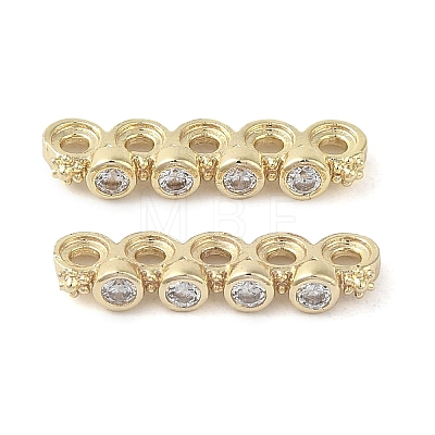 Rack Plating Brass Pave Clear Cubic Zirconia Spacer Bars KK-B088-11D-G-1