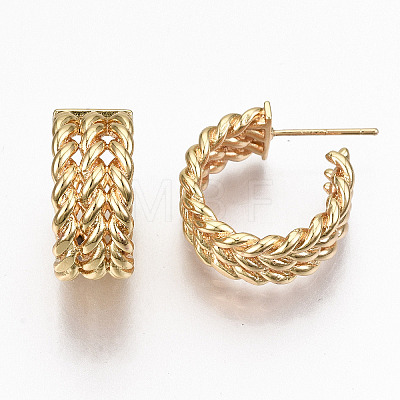 Brass Half Hoop Earrings X-KK-R117-046-NF-1