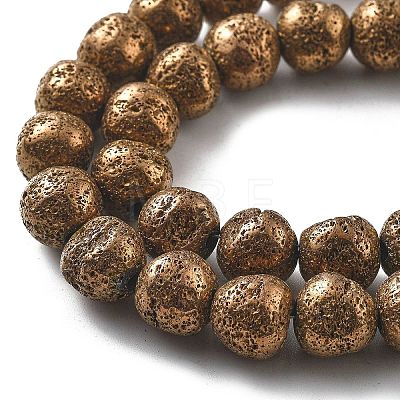 Electroplated Natural Lava Rock Beads Strands G-A251-D01-01G-1