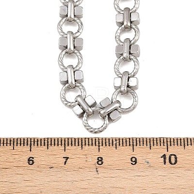 8MM 304 Stainless Steel Twisted Ring Link Chain Necklaces NJEW-Z105-04P-04-1