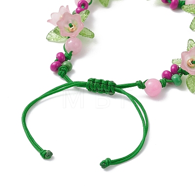 Flower Acrylic & MIYUKI Seed Beads & Natural Dyed Yellow Jade Bracelets BJEW-MZ00221-02-1