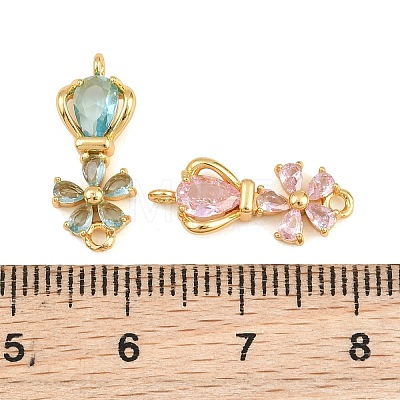 Brass Pave Cubic Zirconia Connector Charms CU-CBA8183-08G-1