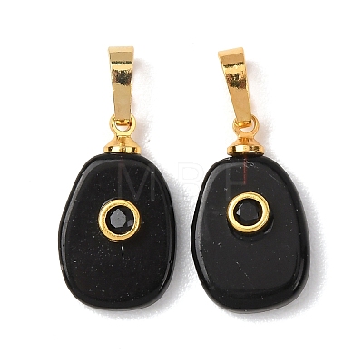 Natural Obsidian Pendants G-P628-02G-04-1