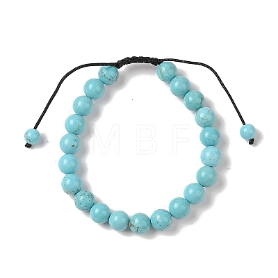 8mm Round Natural Crackle Turquoise Braided Bead Bracelets BJEW-C067-01B-10-1