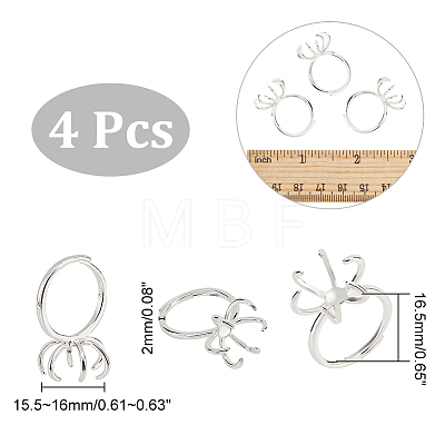  4Pcs Adjustable Brass Finger Rings Components KK-NB0003-08-1