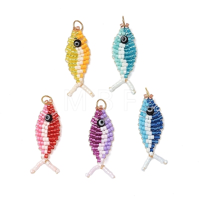 Glass Seed Beads Pendants PALLOY-MZ00908-1