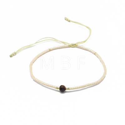 Adjustable Natural Tiger Eye Braided Bead Bracelets BJEW-F391-A09-1