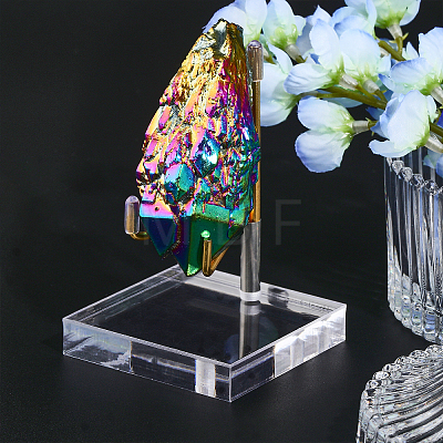 Globleland 2Pcs 2 Colors Square Transparent Acrylic Mineral Crystal Stands ODIS-GL0001-06-1
