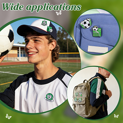 9Pcs 9 Styles Football Theme Alloy Enamel Lapel Pin Backs for Backpack Clothes JEWB-PH0001-92-1