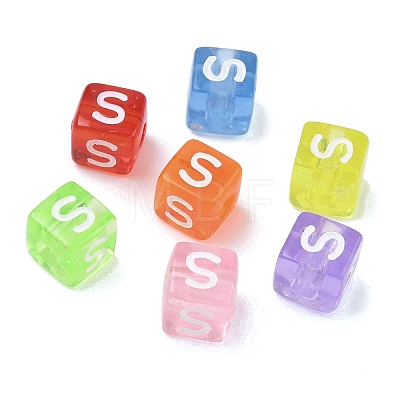 Spray Painted Transparent Acrylic Beads MACR-K365-07S-1