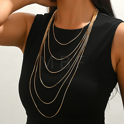 Elegant Iron Multi Layered Chain Tassel Long Necklaces for Women QM5620-1