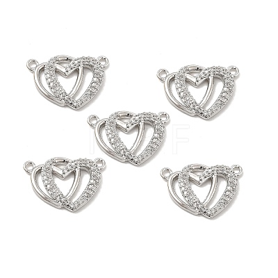 Brass Micro Pave Clear Cubic Zirconia Connector Charms KK-E068-VB064-1