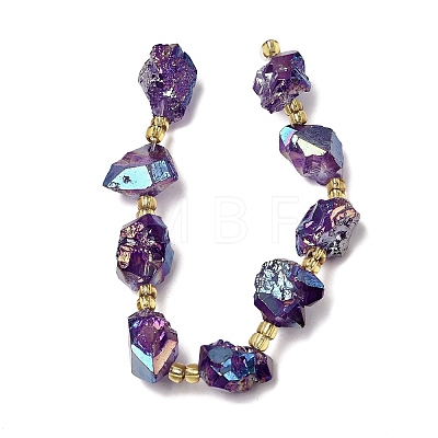 Electroplated Raw Rough Natural Amethyst Beads Strands G-Z131-J02-13-1