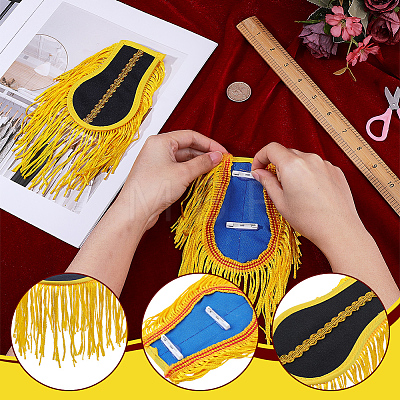 Polyester Tassel Epaulettes AJEW-WH0481-520B-1