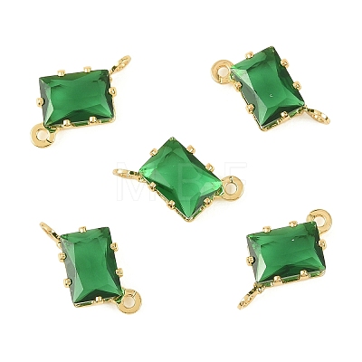 Brass Pave Cubic Zirconia Rectangle Connector Charms KK-P347-05G-03-1