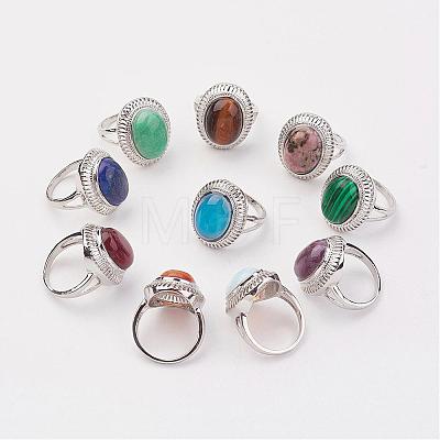 Natural & Synthetic Mixed Stone Finger Rings RJEW-P122-M-1