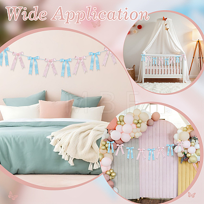Polyester Bowknot Hanging Banner OFST-WH0004-121A-1
