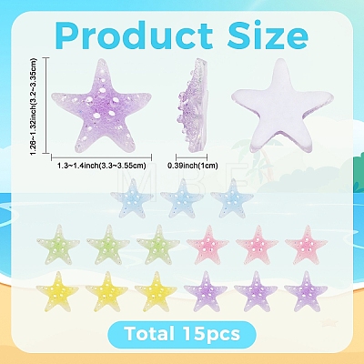 15Pcs 5 Colors Transpant Resin & Paillette Decoden Cabochons CRES-YW0002-86-1