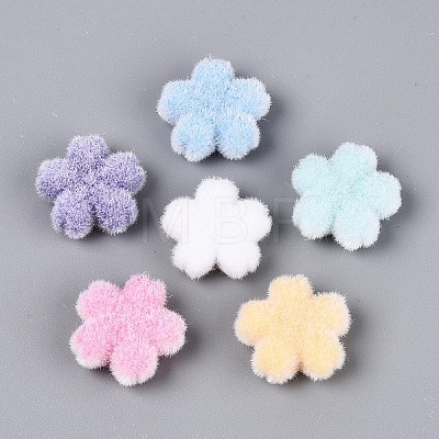 Flocking Opaque Acrylic Flower Beads OACR-T030-06M-1