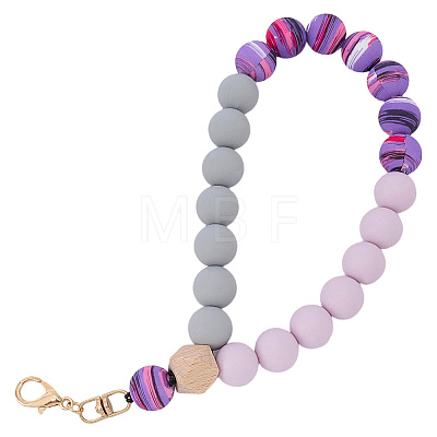 1Pc Silicone & Wood Pendant Decorations HJEW-BM0001-61C-1