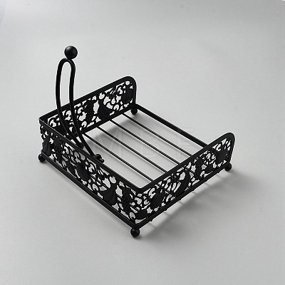 Iron Hollow Fruit Napkin Holder with Weighted Arm AJEW-WH0696-516-1