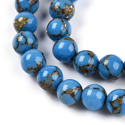 Synthetic Gold Line Turquoise Beads Strands G-A255-A03-04A-1