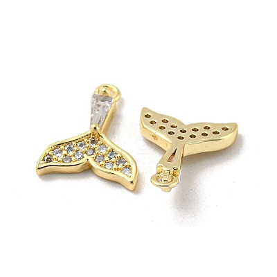 Brass Micro Pave Clear Cubic Zirconia Charms KK-H460-34G-1