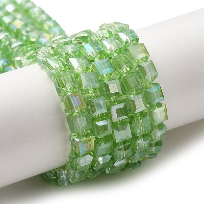 Electroplate Glass Beads Strands EGLA-D018-6x6mm-33-1