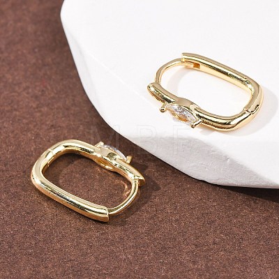 Oval Brass Micro Pave Clear Cubic Zirconia Hoop Earrings EJEW-H178-14G-1